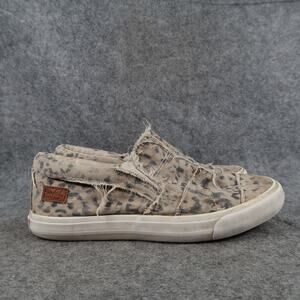 Blowfish Shoes Big Kids 4 Casual Slip On Sneaker Animal Print Raw Edge Canvas